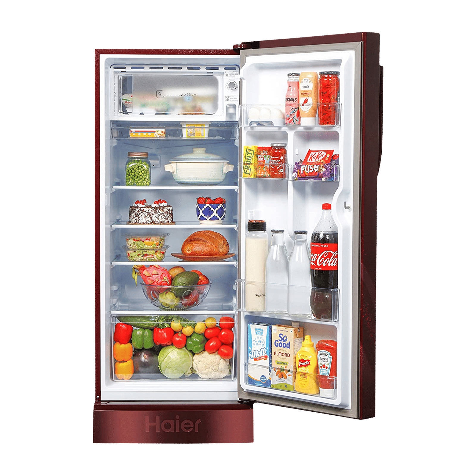 Haier 190 Litres 3 Star Direct Cool Single Door Refrigerator with Antibacterial Gasket (HED-203RFB-P, Red Opal)