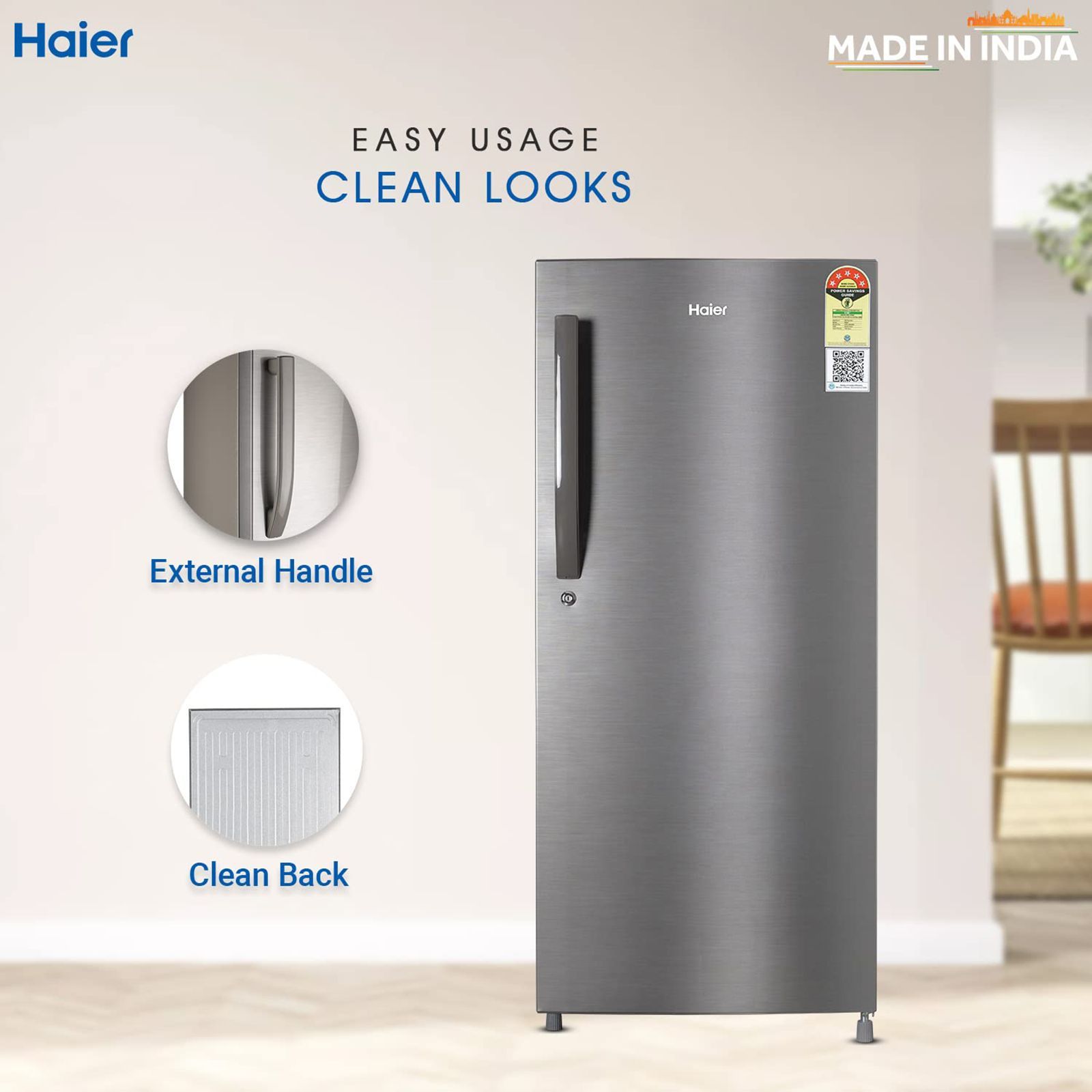 Haier 190 Litres 5 Star Direct Cool Single Door Refrigerator with Antibacterial Gasket (HED-205DS-P, Dazzle Steel)