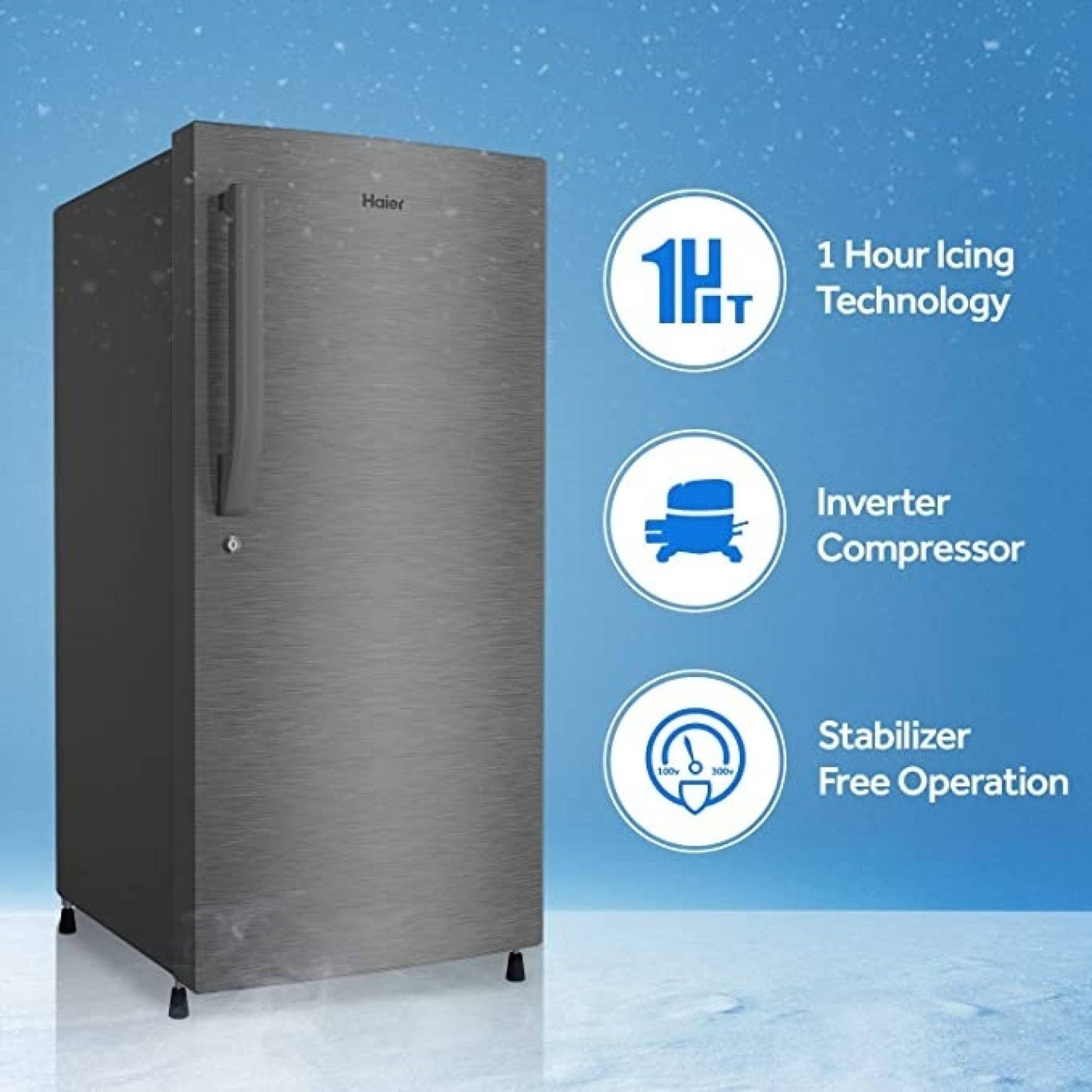 Haier 190 Litres 5 Star Direct Cool Single Door Refrigerator with Antibacterial Gasket (HED-205DS-P, Dazzle Steel)