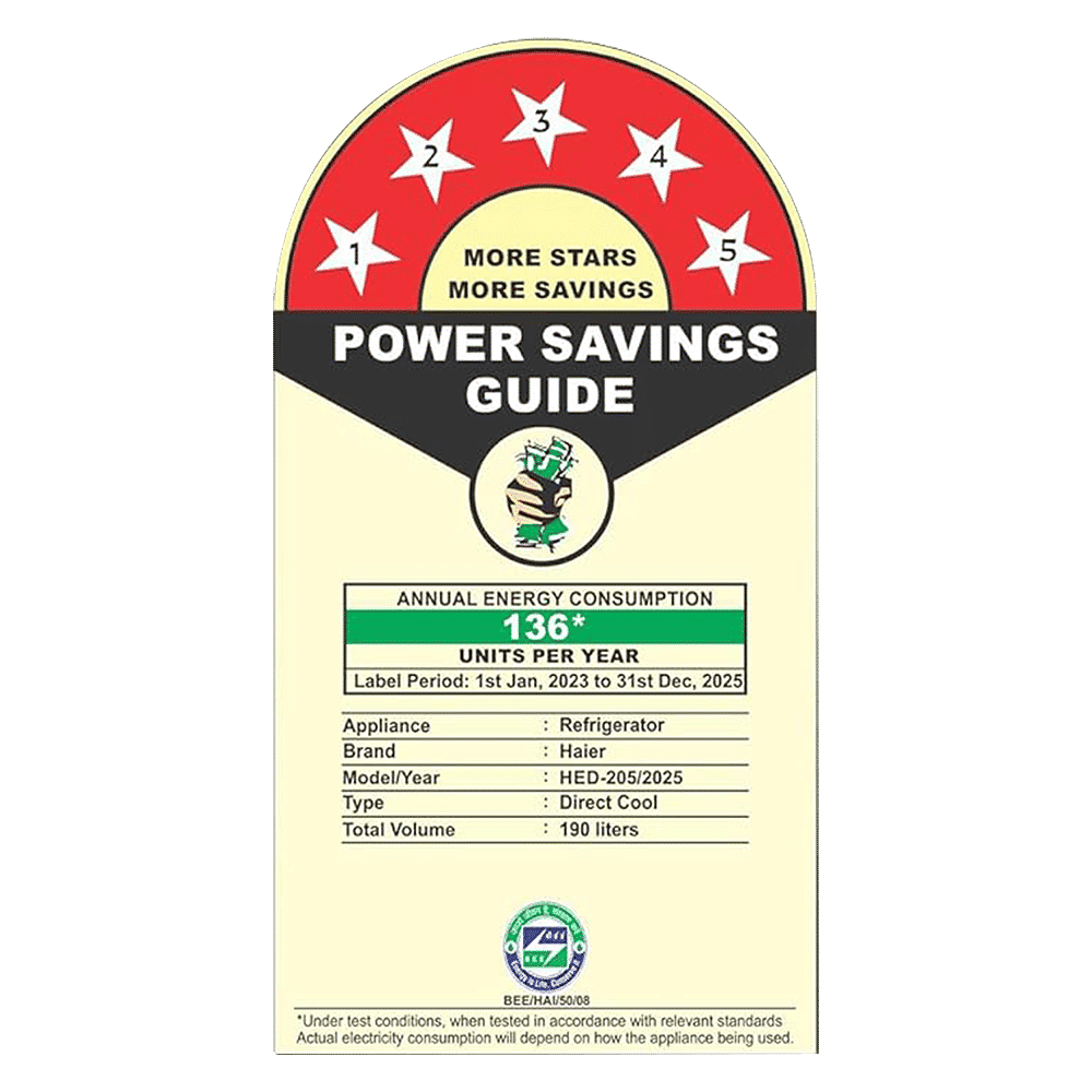 Haier 190 Litres 5 Star Direct Cool Single Door Refrigerator with Antibacterial Gasket (HED-205DS-P, Dazzle Steel)