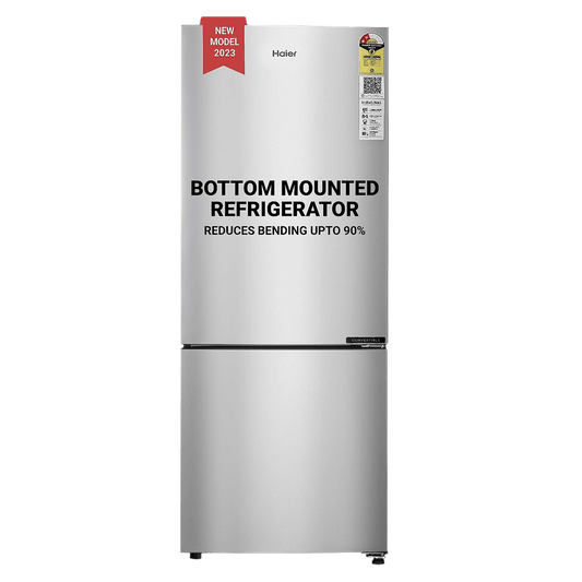 Haier 237 Litres 2 Star Frost Free Double Door Bottom Mount Convertible Refrigerator with Anti-bacterial Gasket (HEB-242GS-P, Moon Silver)