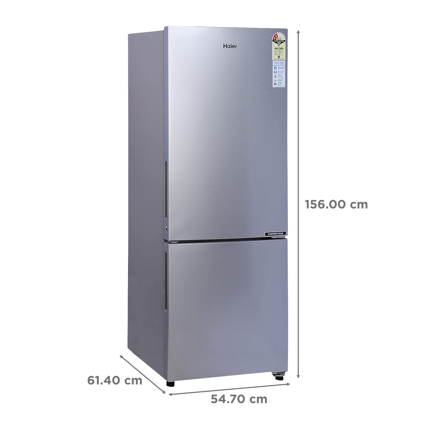 Haier 237 Litres 2 Star Frost Free Double Door Bottom Mount Convertible Refrigerator with Anti-bacterial Gasket (HEB-242GS-P, Moon Silver)