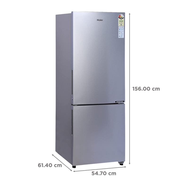 Haier 237 Litres 2 Star Frost Free Double Door Bottom Mount Convertible Refrigerator with Anti-bacterial Gasket (HEB-242GS-P, Moon Silver)