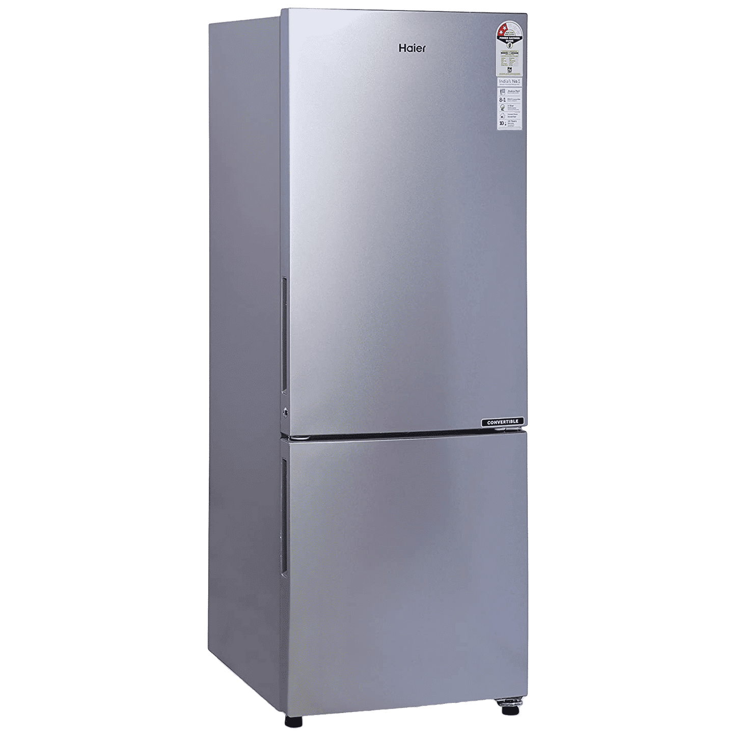 Haier 237 Litres 2 Star Frost Free Double Door Bottom Mount Convertible Refrigerator with Anti-bacterial Gasket (HEB-242GS-P, Moon Silver)