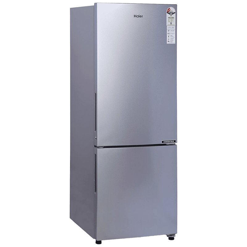 Haier 237 Litres 2 Star Frost Free Double Door Bottom Mount Convertible Refrigerator with Anti-bacterial Gasket (HEB-242GS-P, Moon Silver)