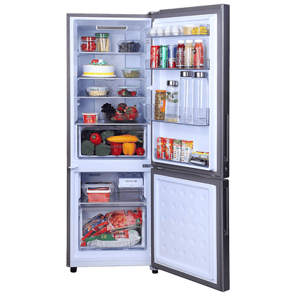 Haier 237 Litres 2 Star Frost Free Double Door Bottom Mount Convertible Refrigerator with Anti-bacterial Gasket (HEB-242GS-P, Moon Silver)