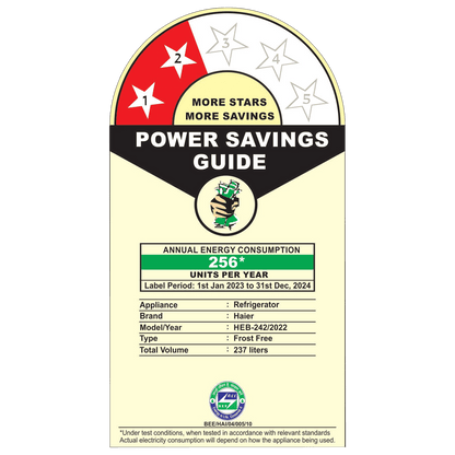 Haier 237 Litres 2 Star Frost Free Double Door Bottom Mount Convertible Refrigerator with Anti-bacterial Gasket (HEB-242GS-P, Moon Silver)