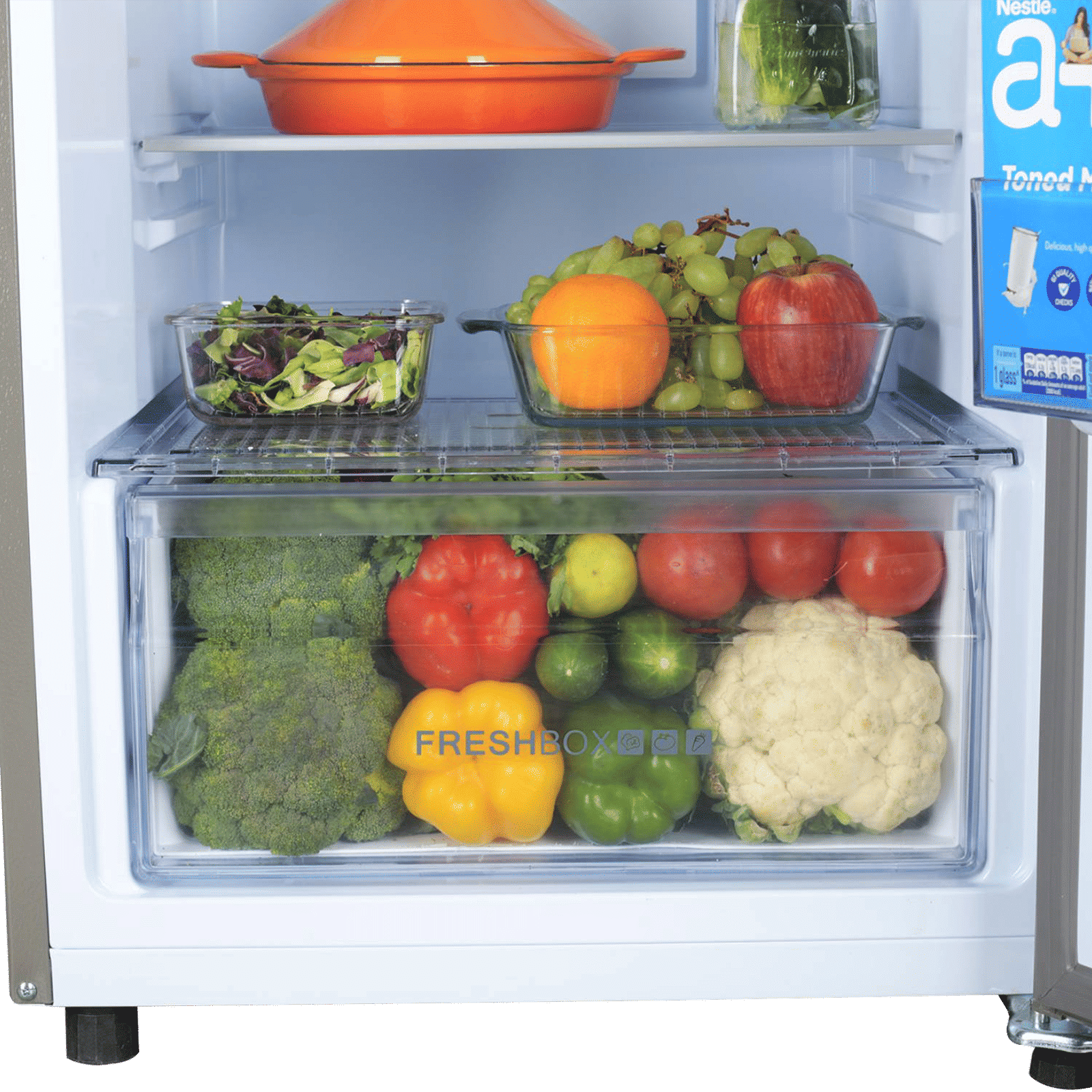 Haier 240 Litres 2 Star Frost Free Double Door Refrigerator with Anti-bacterial Gasket (HEF-252EGS-P, Moon Silver)