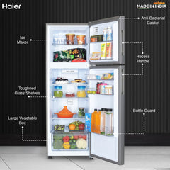 Haier 240 Litres 2 Star Frost Free Double Door Refrigerator with Anti-bacterial Gasket (HEF-252EGS-P, Moon Silver)