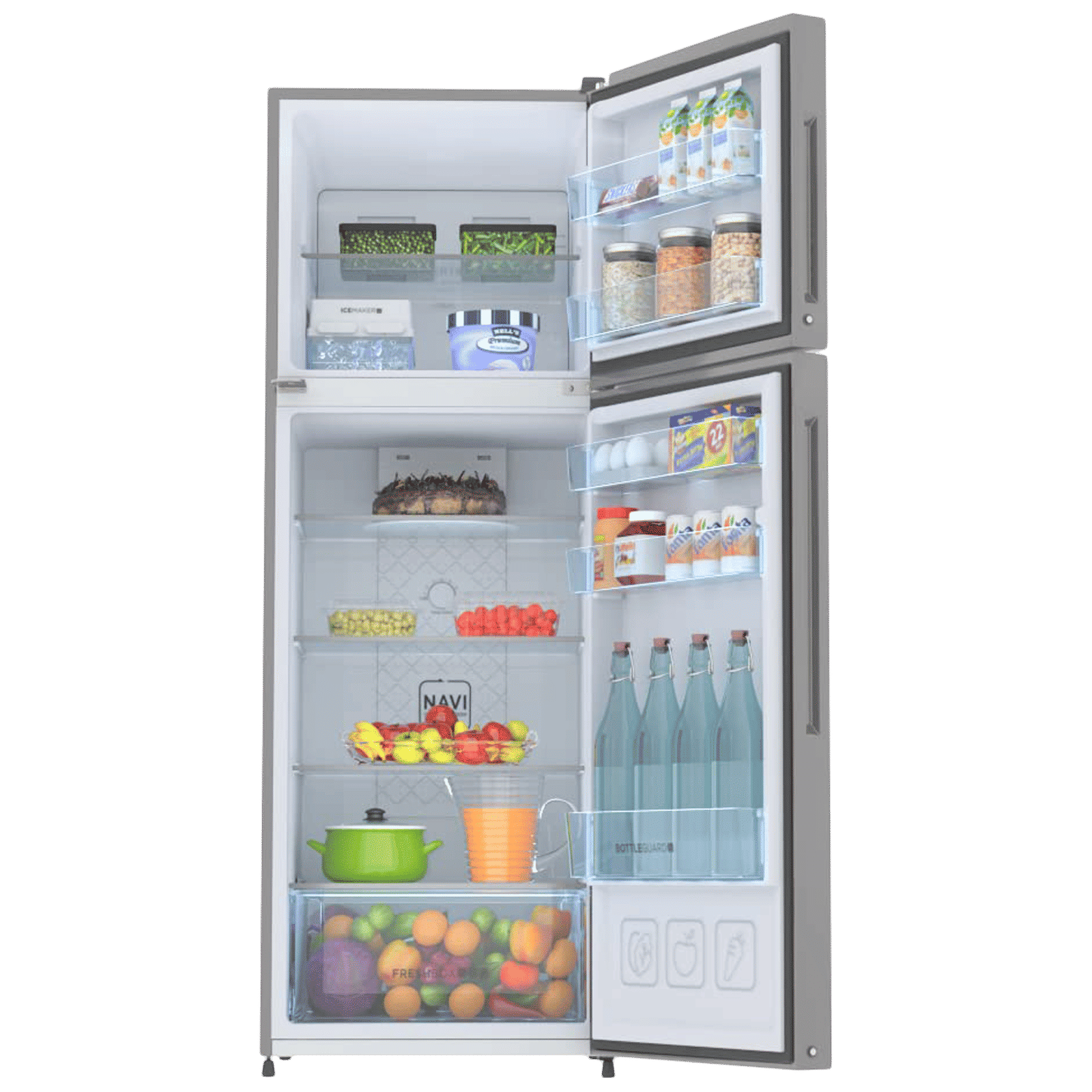 Haier 240 Litres 2 Star Frost Free Double Door Refrigerator with Anti-bacterial Gasket (HEF-252EGS-P, Moon Silver)