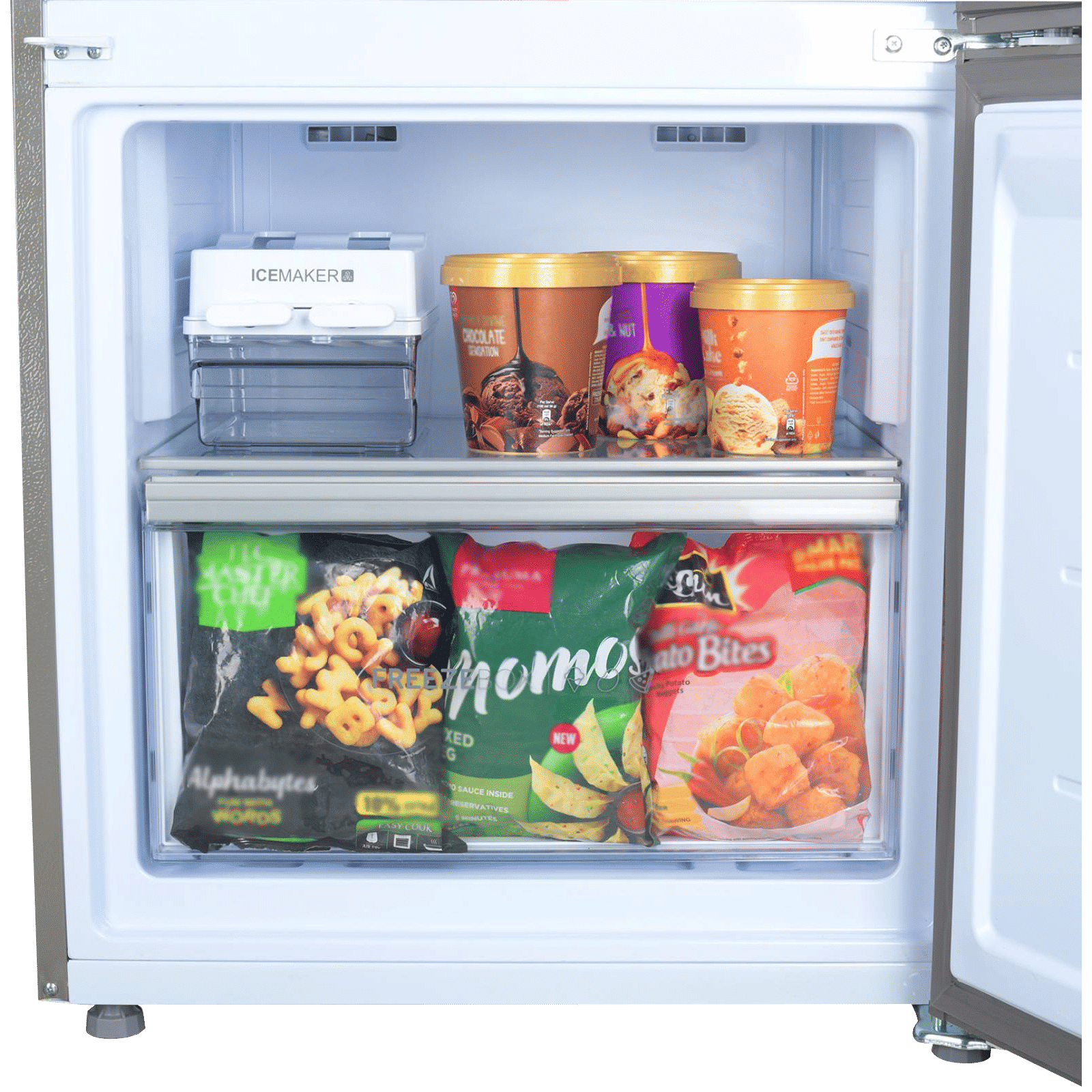Haier 325 Litres 3 Star Frost Free Double Door Bottom Mount Convertible Refrigerator with Antibacterial Gasket (HEB-333DS-P, Dazzle Steel)