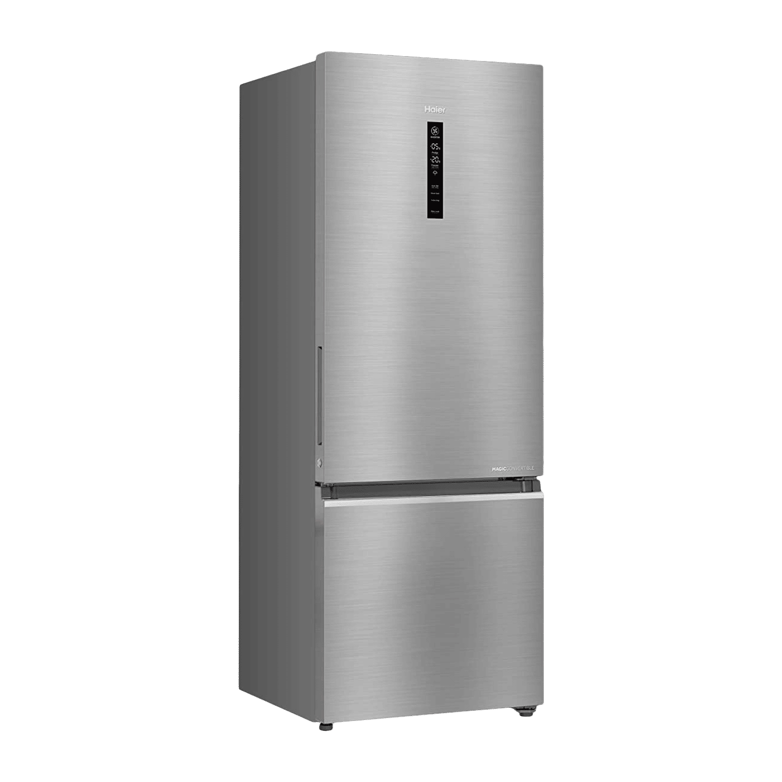 Haier 325 Litres 3 Star Frost Free Double Door Bottom Mount Convertible Refrigerator with Antibacterial Gasket (HEB-333DS-P, Dazzle Steel)