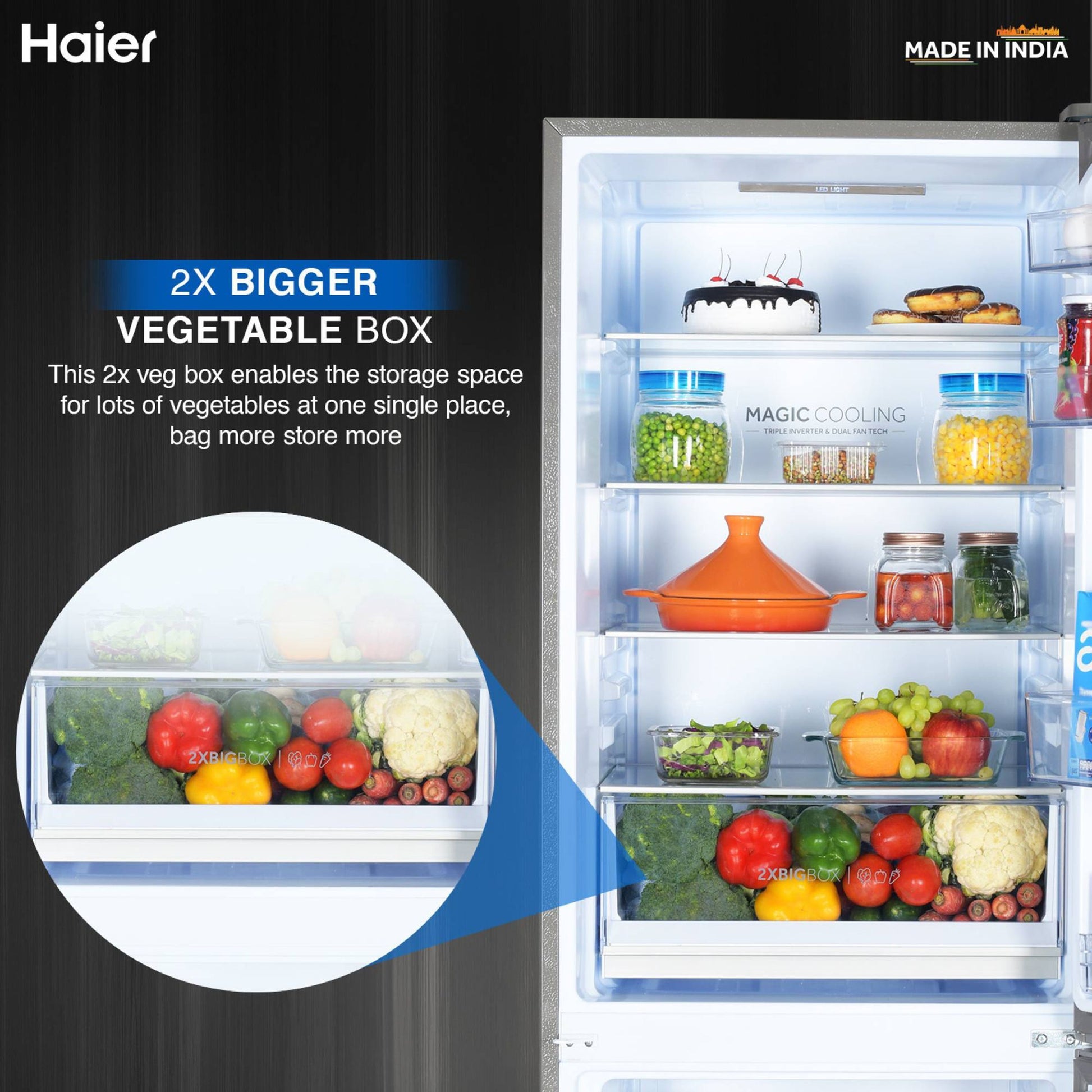 Haier 325 Litres 3 Star Frost Free Double Door Bottom Mount Convertible Refrigerator with Antibacterial Gasket (HEB-333DS-P, Dazzle Steel)