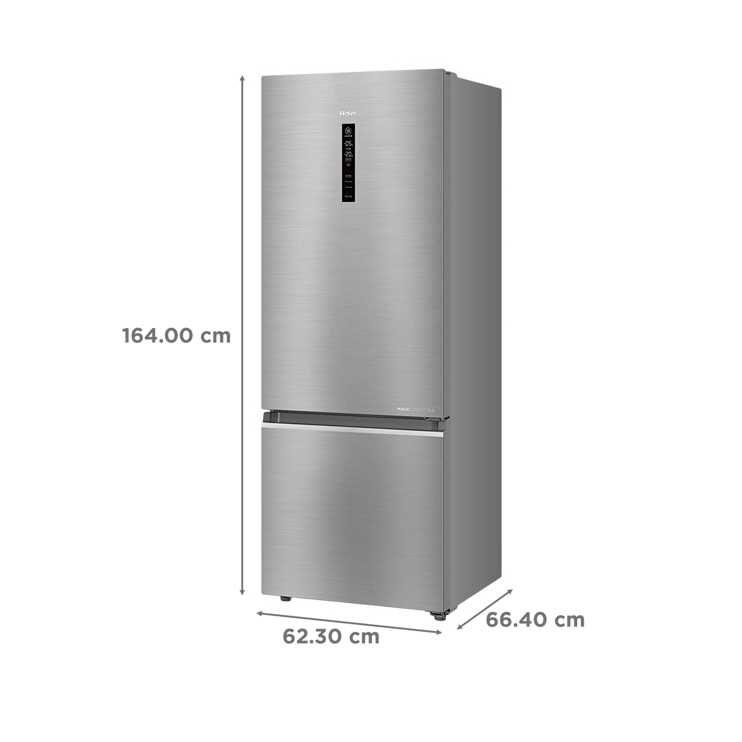 Haier 325 Litres 3 Star Frost Free Double Door Bottom Mount Convertible Refrigerator with Antibacterial Gasket (HEB-333DS-P, Dazzle Steel)