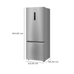 Haier 325 Litres 3 Star Frost Free Double Door Bottom Mount Convertible Refrigerator with Antibacterial Gasket (HEB-333DS-P, Dazzle Steel)