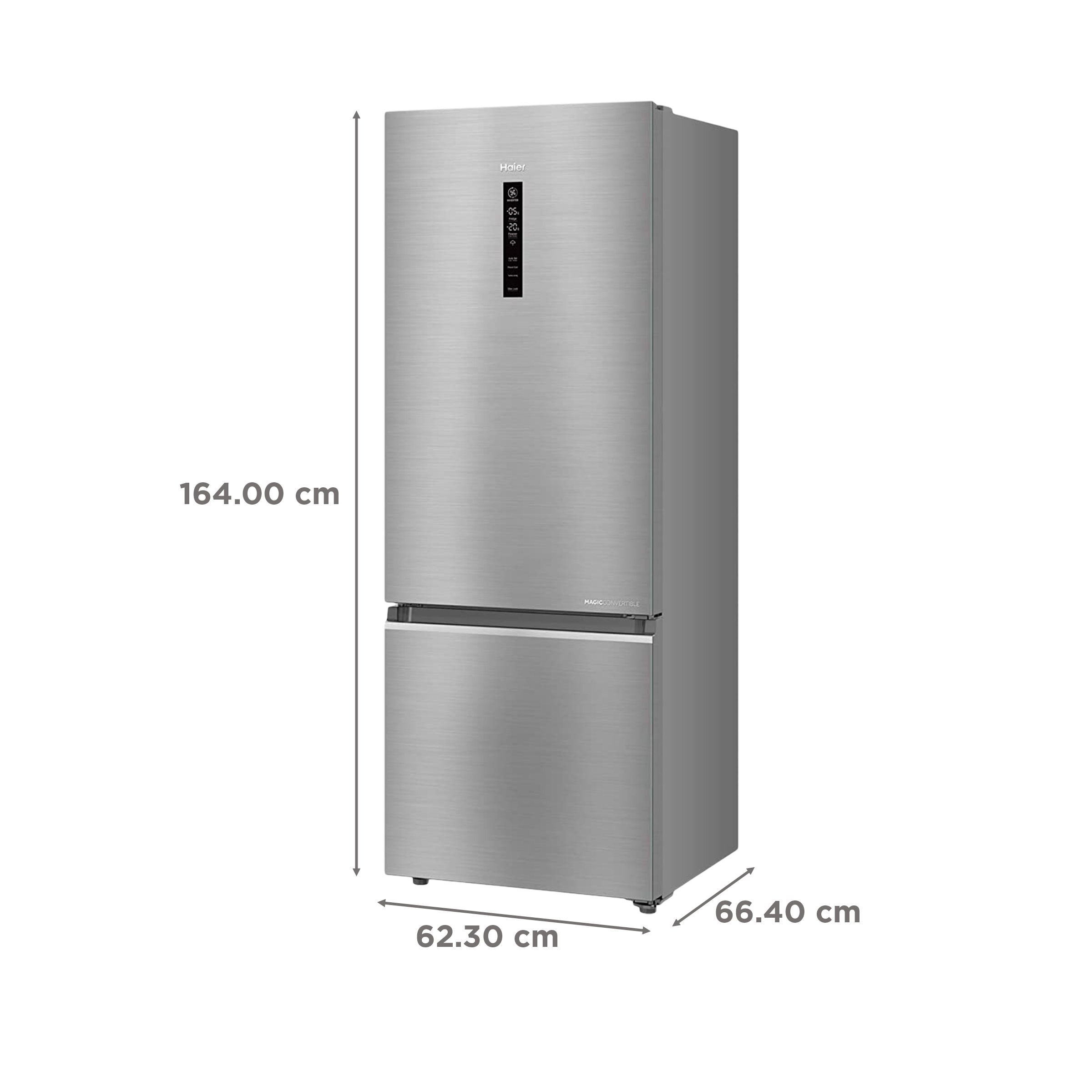 Haier 325 Litres 3 Star Frost Free Double Door Bottom Mount Convertible Refrigerator with Antibacterial Gasket (HEB-333DS-P, Dazzle Steel)