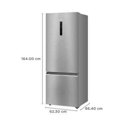Haier 325 Litres 3 Star Frost Free Double Door Bottom Mount Convertible Refrigerator with Antibacterial Gasket (HEB-333DS-P, Dazzle Steel)