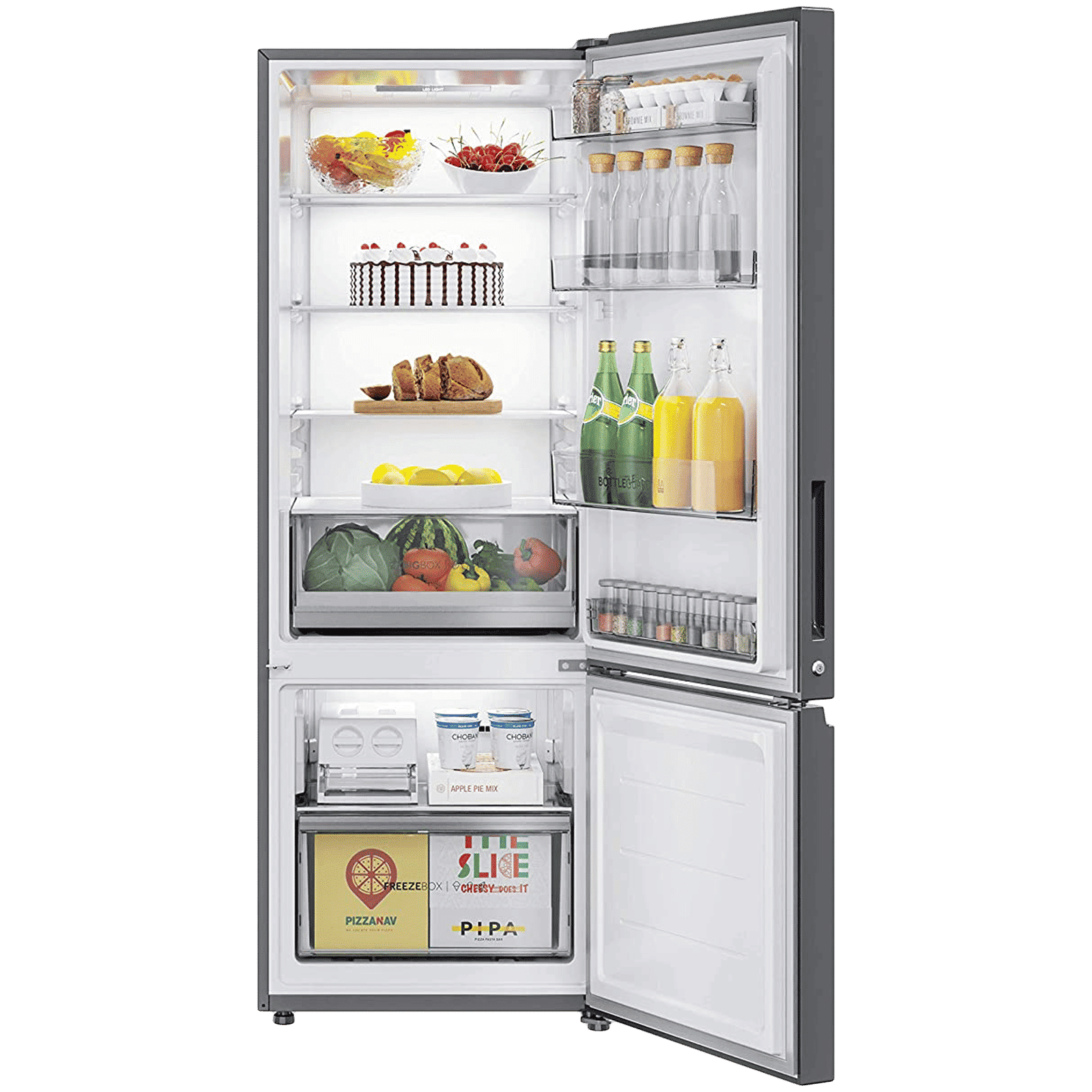 Haier 325 Litres 3 Star Frost Free Double Door Bottom Mount Convertible Refrigerator with Antibacterial Gasket (HEB-333DS-P, Dazzle Steel)