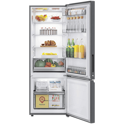 Haier 325 Litres 3 Star Frost Free Double Door Bottom Mount Convertible Refrigerator with Antibacterial Gasket (HEB-333DS-P, Dazzle Steel)