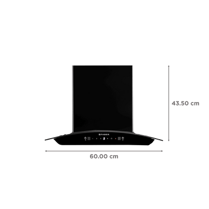 FABER SUNNY IN HC SC FL LG 60cm 1200m3/hr Ducted Auto Clean Wall Mounted Chimney with Touch & Gesture Control (Black)
