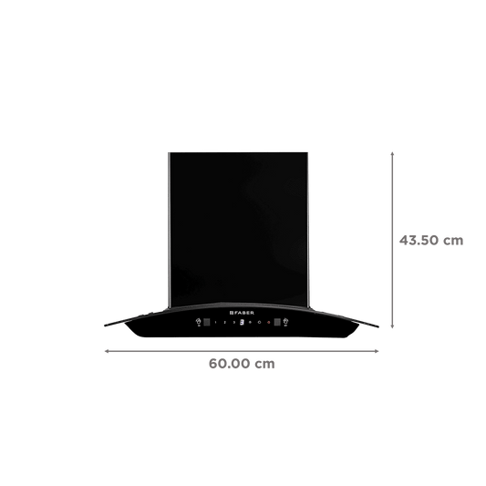 FABER SUNNY IN HC SC FL LG 60cm 1200m3/hr Ducted Auto Clean Wall Mounted Chimney with Touch & Gesture Control (Black)