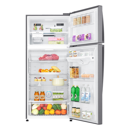 LG 506 Litres 1 Star Frost Free Double Door Refrigerator with Stabilizer Free Operation (GN-H702HLHM.APZQEBN, Platinum Silver)