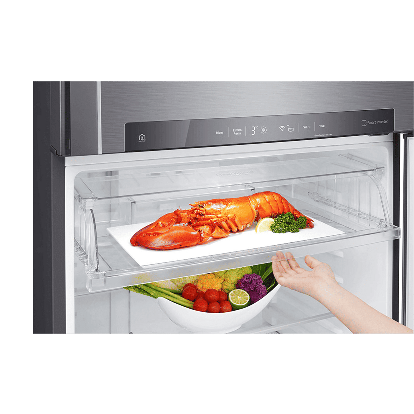 LG 506 Litres 1 Star Frost Free Double Door Refrigerator with Stabilizer Free Operation (GN-H702HLHM.APZQEBN, Platinum Silver)