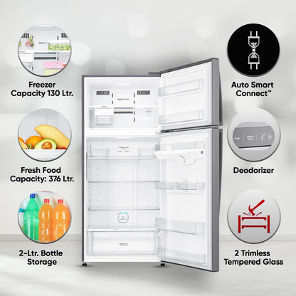 LG 506 Litres 1 Star Frost Free Double Door Refrigerator with Stabilizer Free Operation (GN-H702HLHM.APZQEBN, Platinum Silver)
