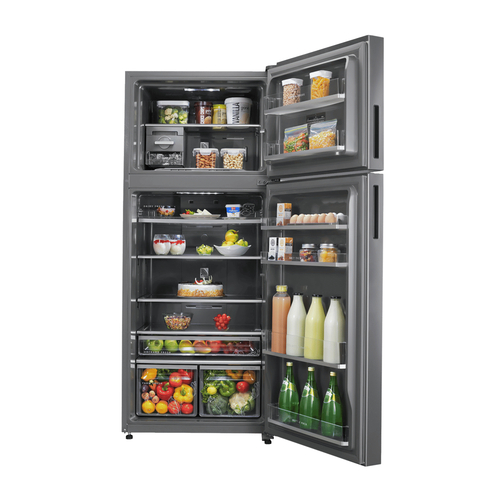 Whirlpool Intellifresh 411 Litres 2 Star Frost Free Double Door Convertible Refrigerator with Stabilizer Free Operation (IF INV CNV PLATINA, Grey)