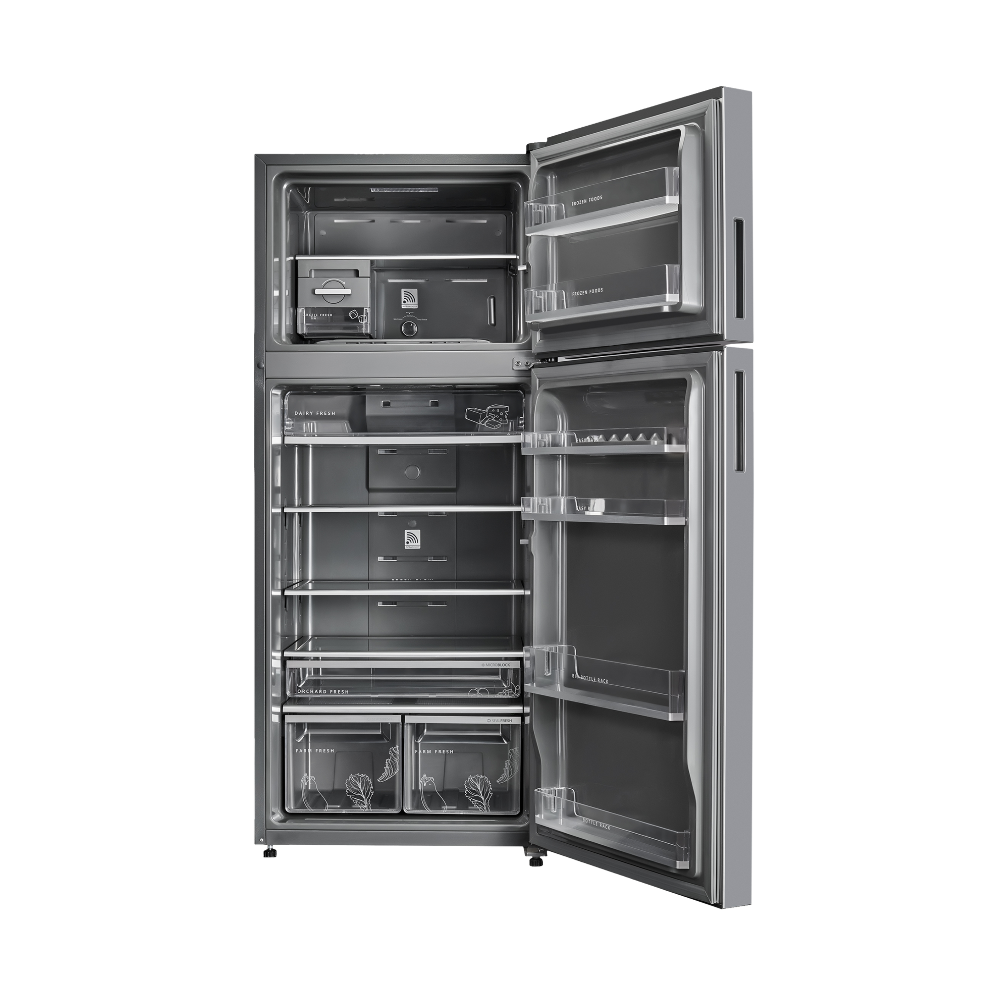 Whirlpool Intellifresh 411 Litres 2 Star Frost Free Double Door Convertible Refrigerator with Stabilizer Free Operation (IF INV CNV PLATINA, Grey)