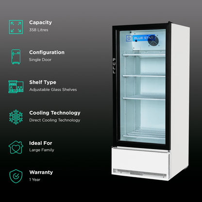 Blue Star 358 Liters Direct Cool Single Door Refrigerator with Temperature Settings (SC375F, White)