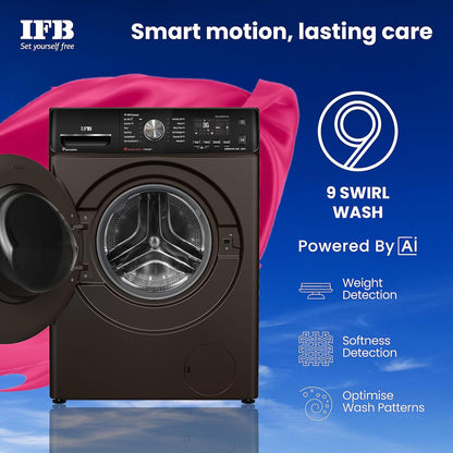 IFB 9 kg 5 Star Inverter Fully Automatic Front Load Washing Machine (Executive MXC, Voice Enabled, Mocha)