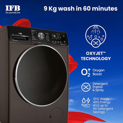 IFB 9 kg 5 Star Inverter Fully Automatic Front Load Washing Machine (Executive MXC, Voice Enabled, Mocha)