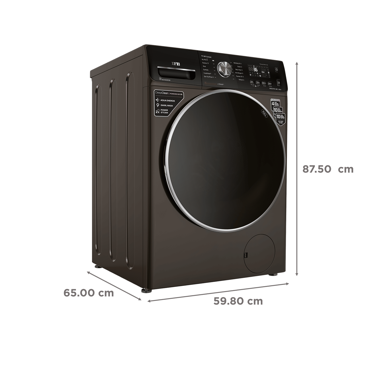 IFB 9 kg 5 Star Inverter Fully Automatic Front Load Washing Machine (Executive MXC, Voice Enabled, Mocha)