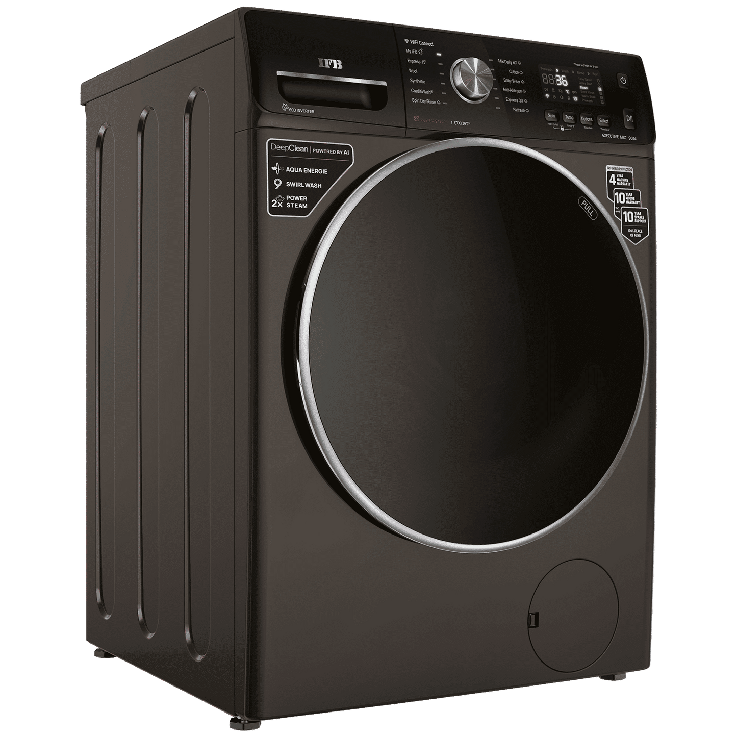 IFB 9 kg 5 Star Inverter Fully Automatic Front Load Washing Machine (Executive MXC, Voice Enabled, Mocha)