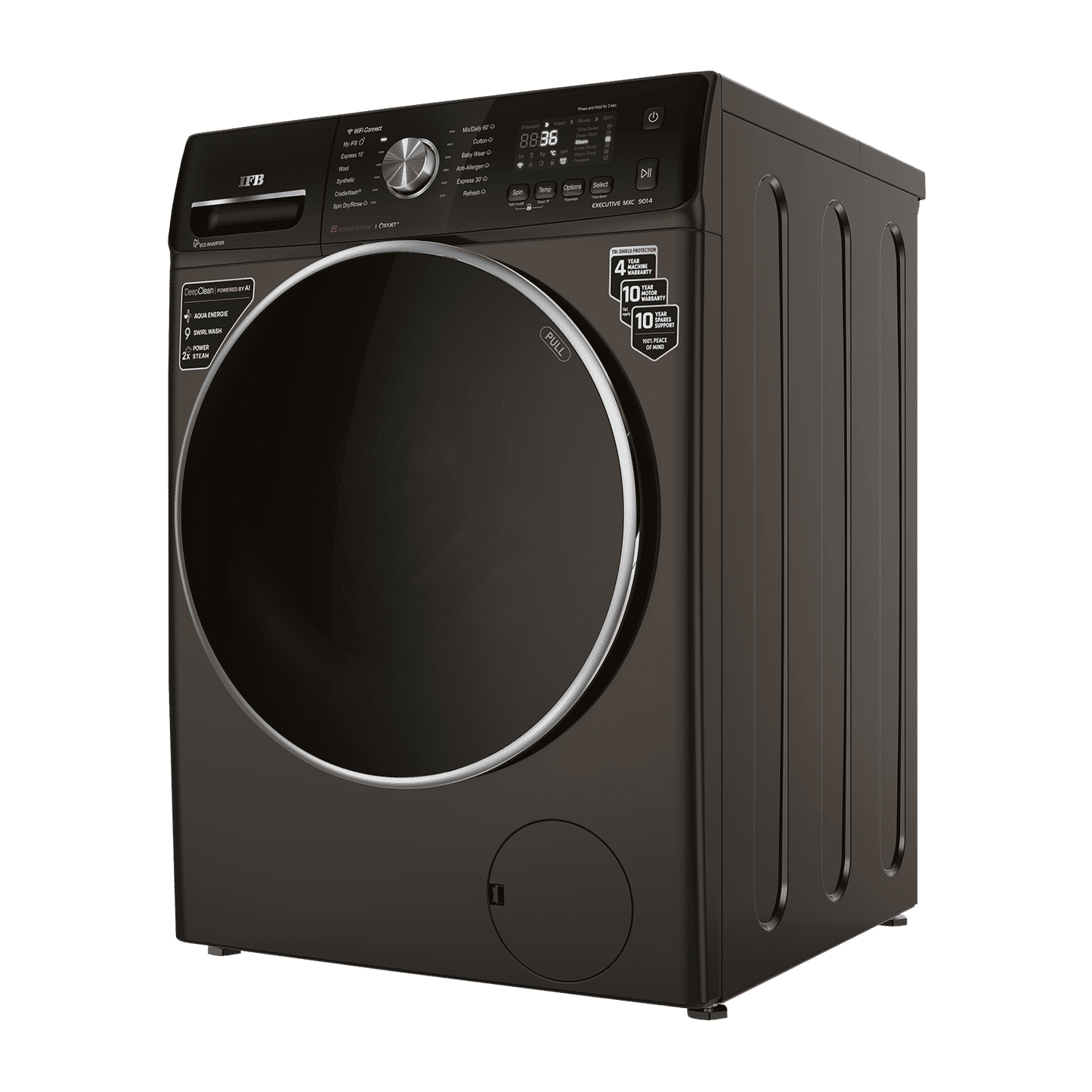 IFB 9 kg 5 Star Inverter Fully Automatic Front Load Washing Machine (Executive MXC, Voice Enabled, Mocha)