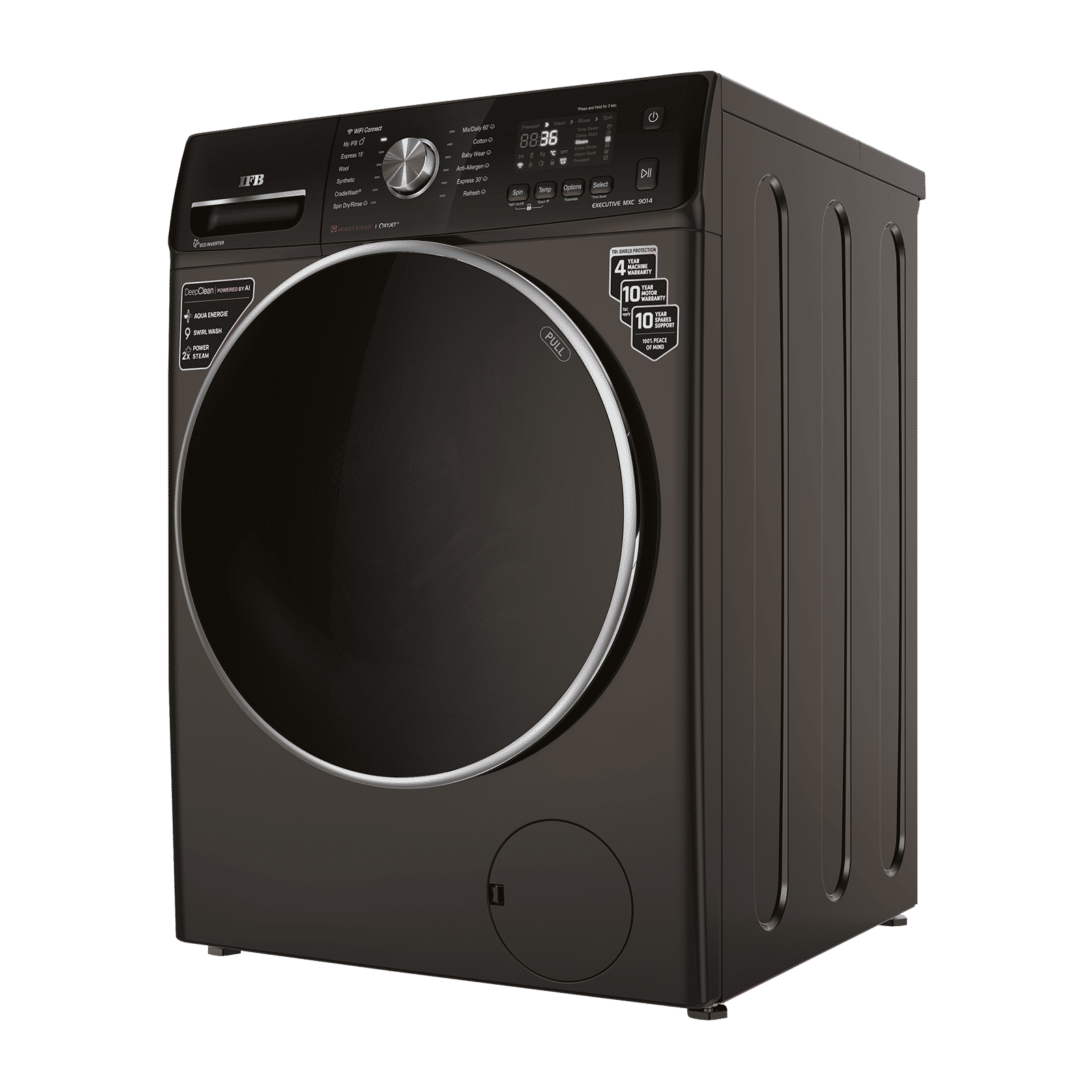 IFB 9 kg 5 Star Inverter Fully Automatic Front Load Washing Machine (Executive MXC, Voice Enabled, Mocha)