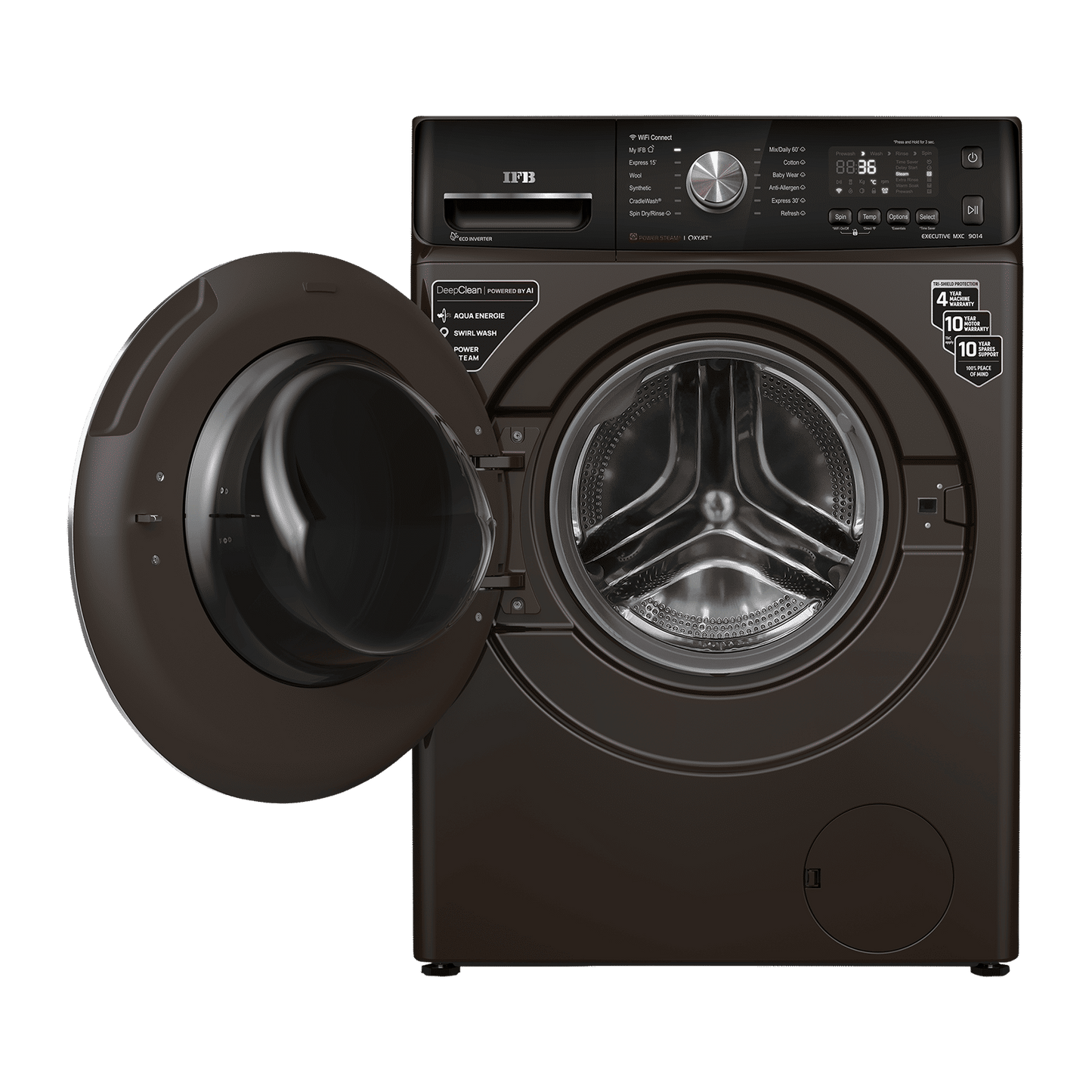 IFB 9 kg 5 Star Inverter Fully Automatic Front Load Washing Machine (Executive MXC, Voice Enabled, Mocha)