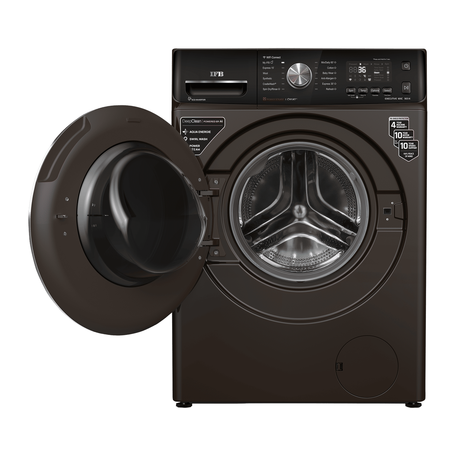 IFB 9 kg 5 Star Inverter Fully Automatic Front Load Washing Machine (Executive MXC, Voice Enabled, Mocha)