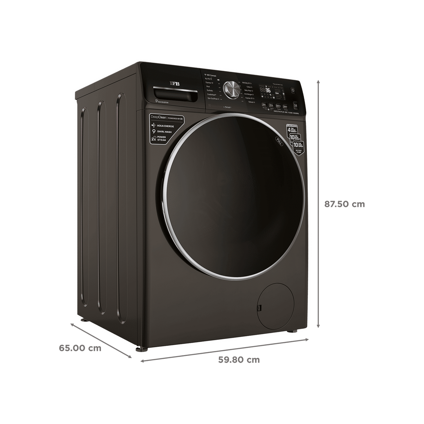 IFB 10 kg 5 Star Inverter Fully Automatic Front Load Washing Machine (Executive Plus MXC, Voice Enabled, Mocha)