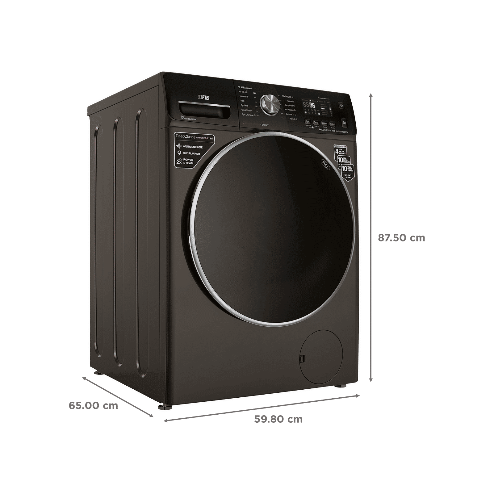 IFB 10 kg 5 Star Inverter Fully Automatic Front Load Washing Machine (Executive Plus MXC, Voice Enabled, Mocha)