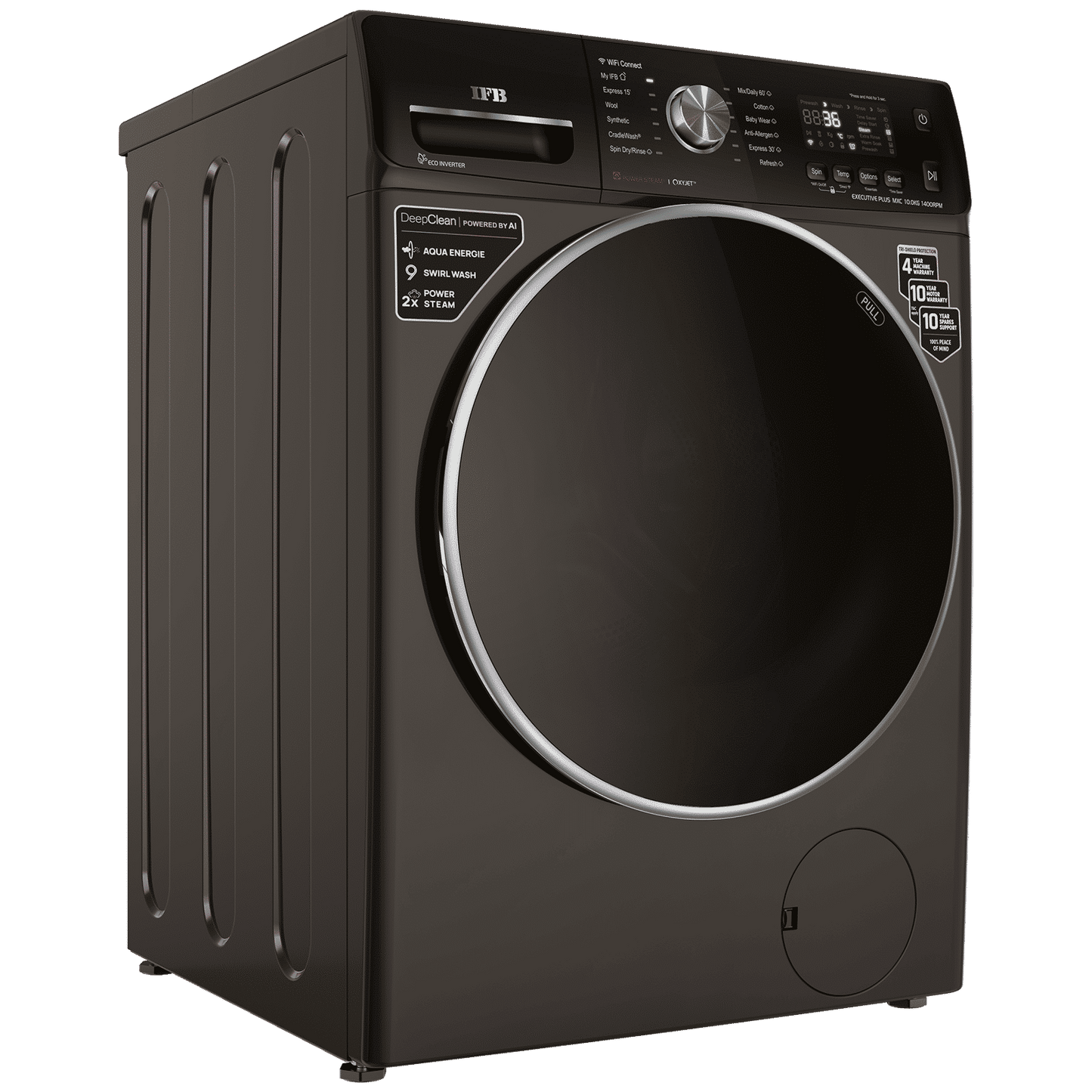 IFB 10 kg 5 Star Inverter Fully Automatic Front Load Washing Machine (Executive Plus MXC, Voice Enabled, Mocha)