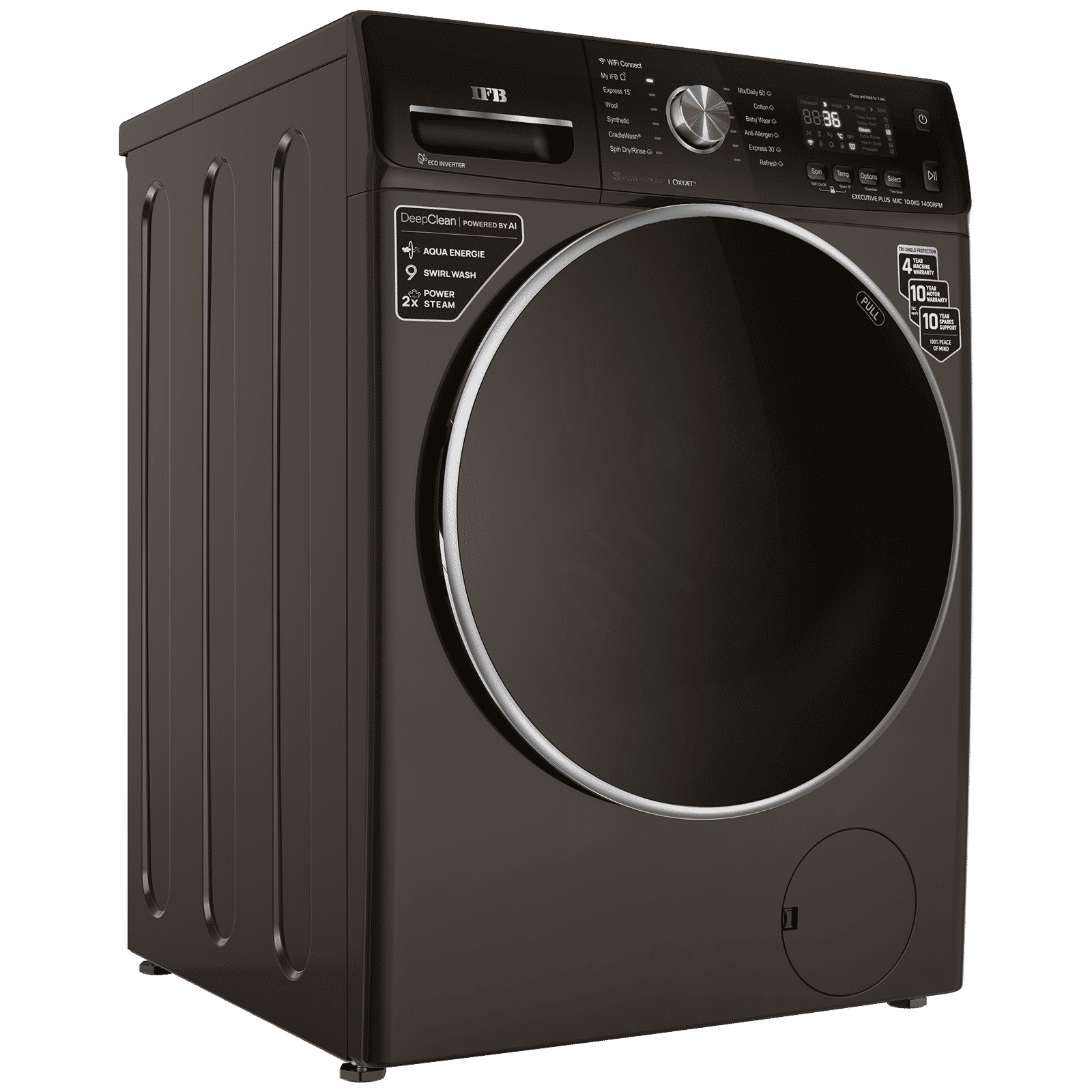IFB 10 kg 5 Star Inverter Fully Automatic Front Load Washing Machine (Executive Plus MXC, Voice Enabled, Mocha)