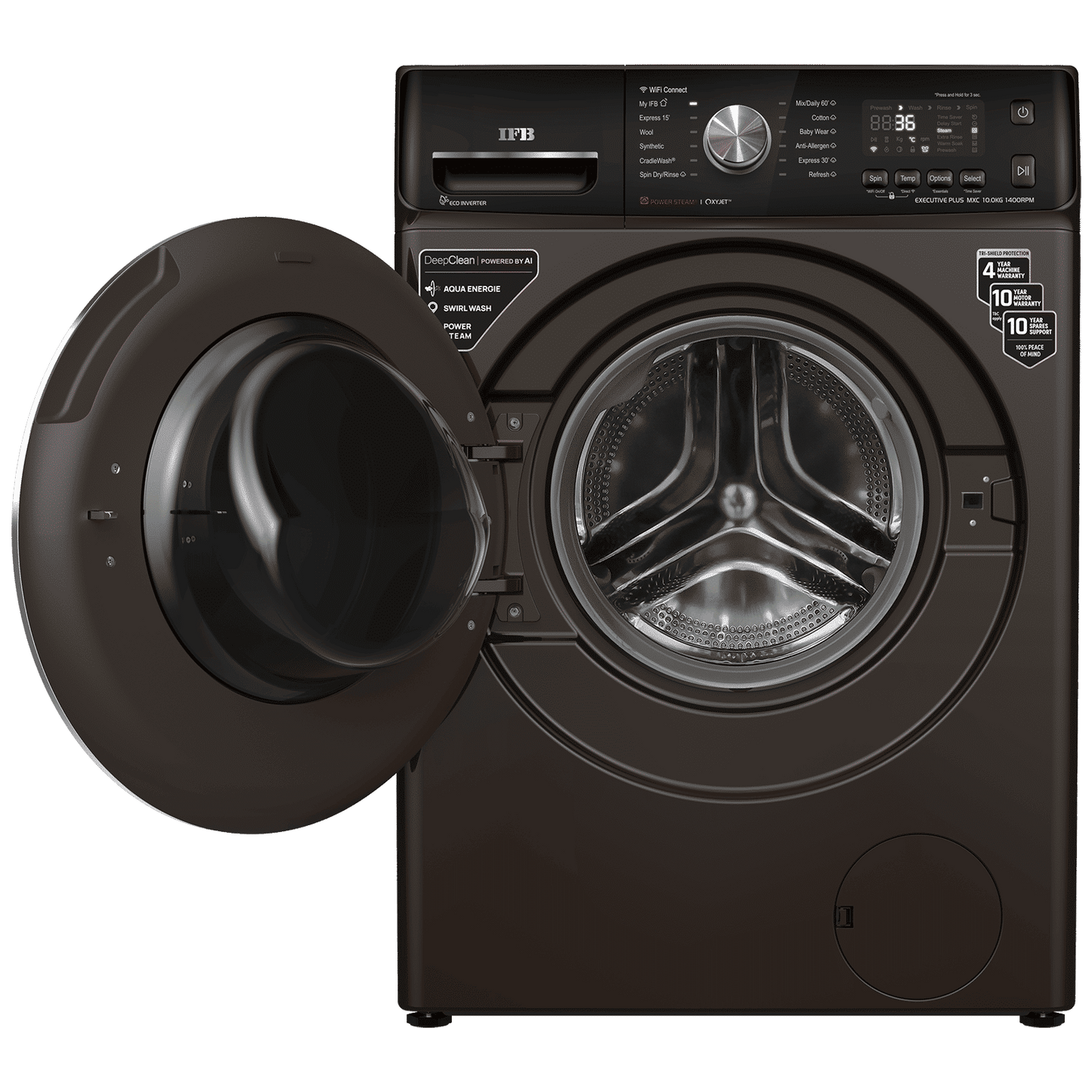 IFB 10 kg 5 Star Inverter Fully Automatic Front Load Washing Machine (Executive Plus MXC, Voice Enabled, Mocha)