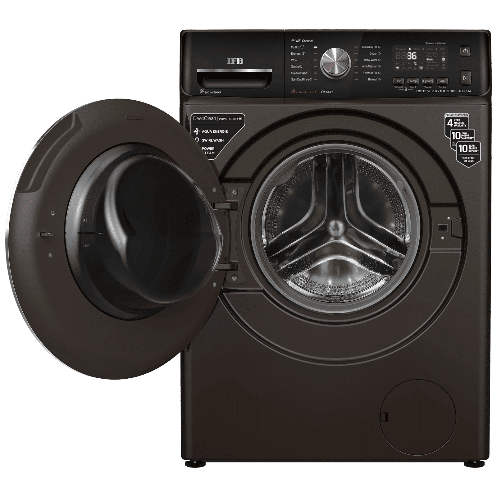 IFB 10 kg 5 Star Inverter Fully Automatic Front Load Washing Machine (Executive Plus MXC, Voice Enabled, Mocha)