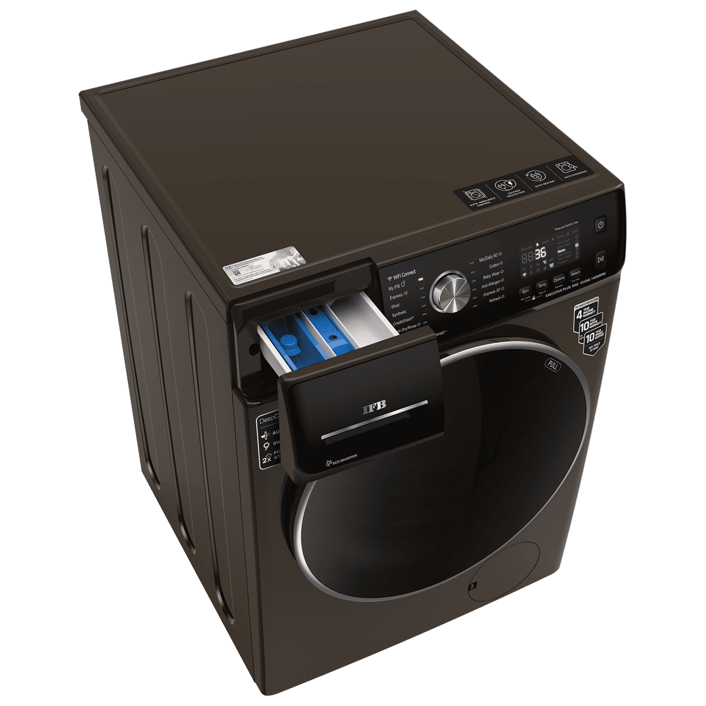 IFB 10 kg 5 Star Inverter Fully Automatic Front Load Washing Machine (Executive Plus MXC, Voice Enabled, Mocha)