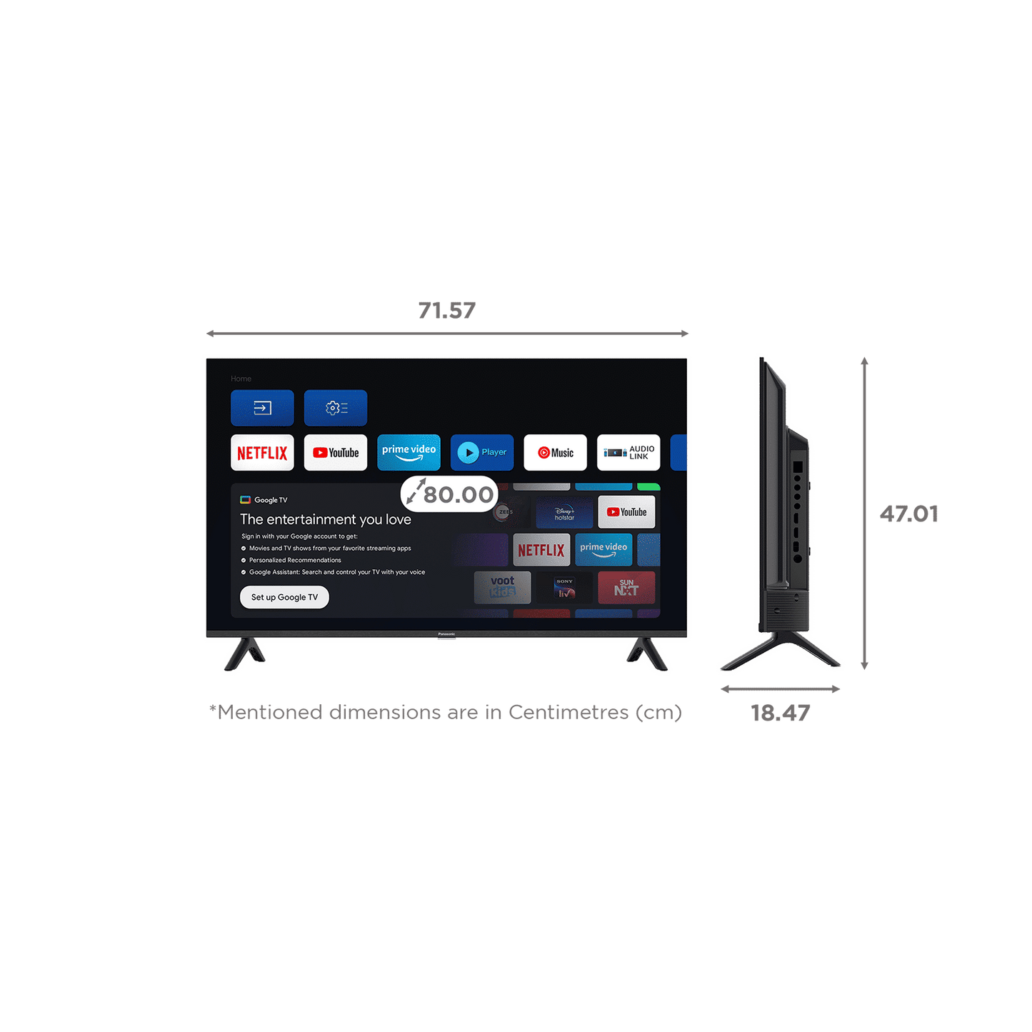 Panasonic MS Series 80 cm (32 inch) HD LED Smart Google TV with Dolby Digital Audio