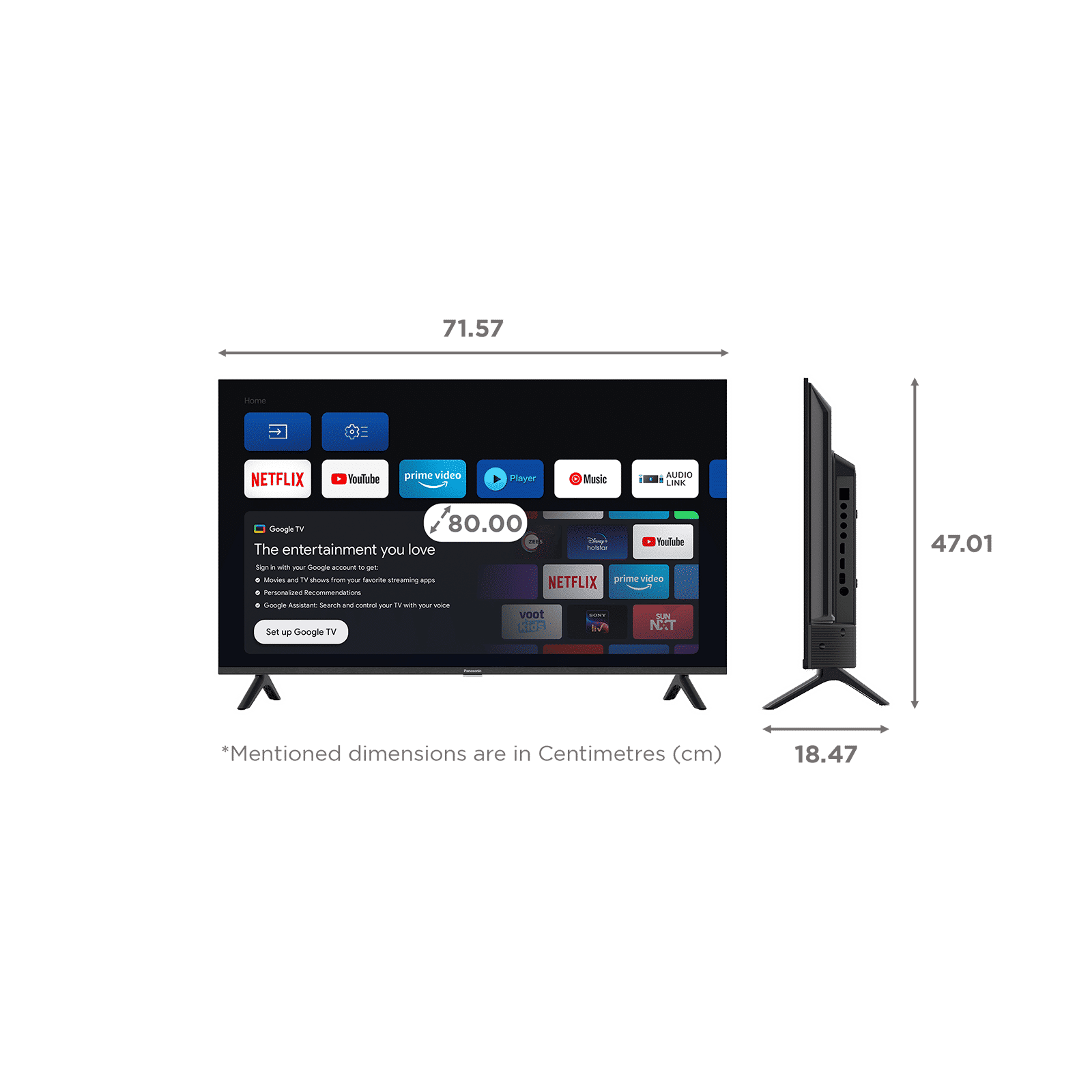 Panasonic MS Series 80 cm (32 inch) HD LED Smart Google TV with Dolby Digital Audio