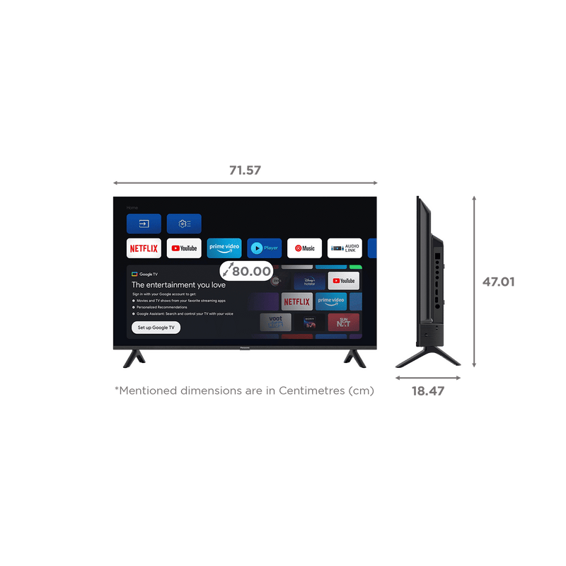 Panasonic MS Series 80 cm (32 inch) HD LED Smart Google TV with Dolby Digital Audio