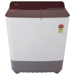 Haier 8 kg 5 Star Semi Automatic Washing Machine with Anti Bacterial Vortex Pulsator (178, HTW80-178, Burgundy with Flower)